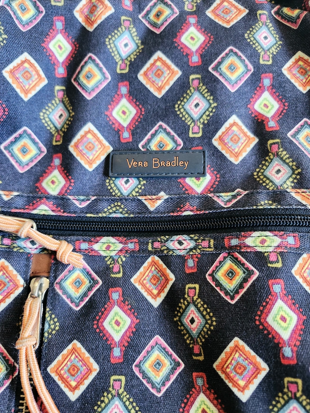 Vera Bradley Quilted Laptop Backpack - Multicolor Diamond Print - Picture 3 of 13